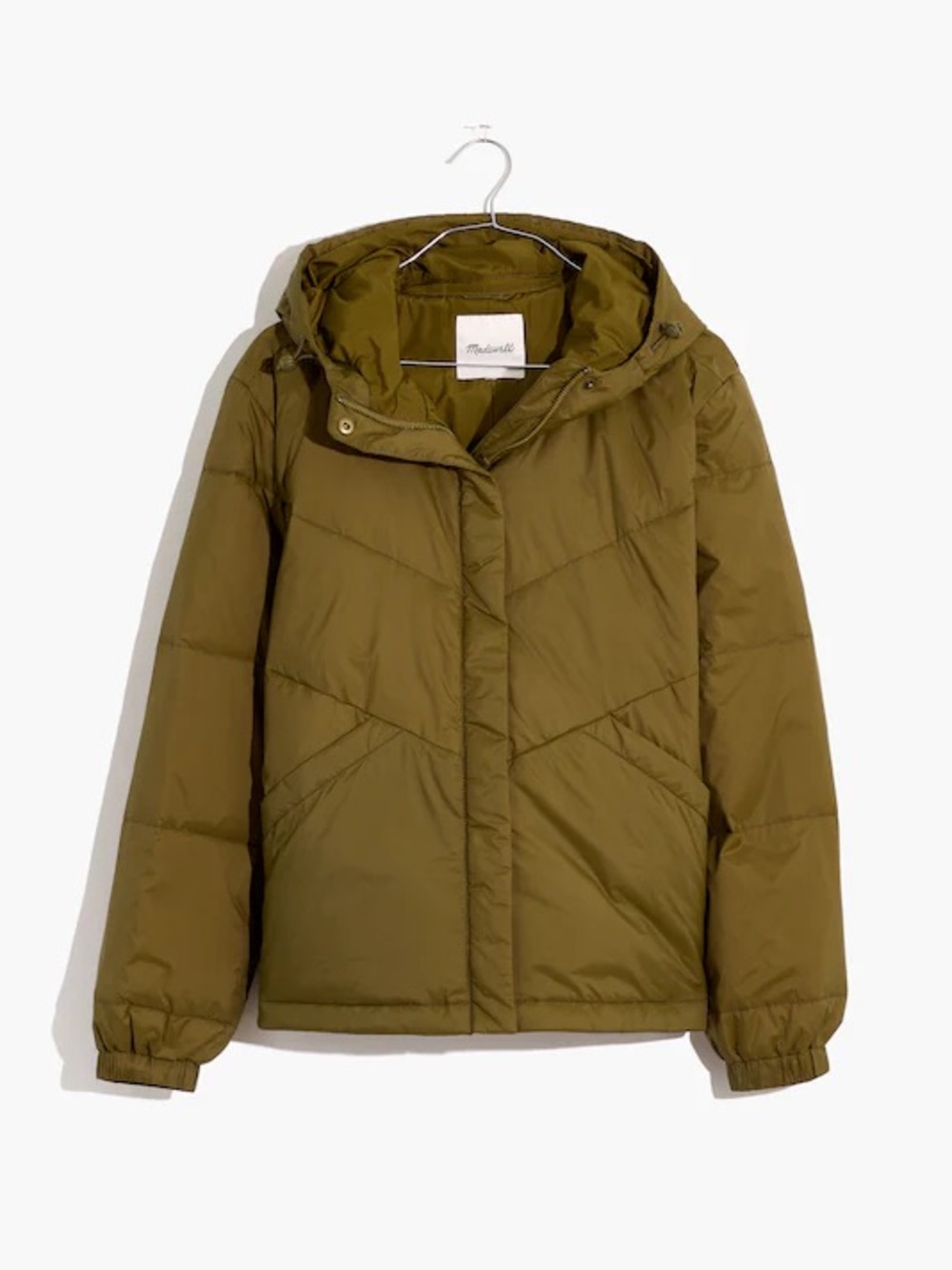 Madewell Chevron Packable Puffer Jacket Desert Moss Size XS